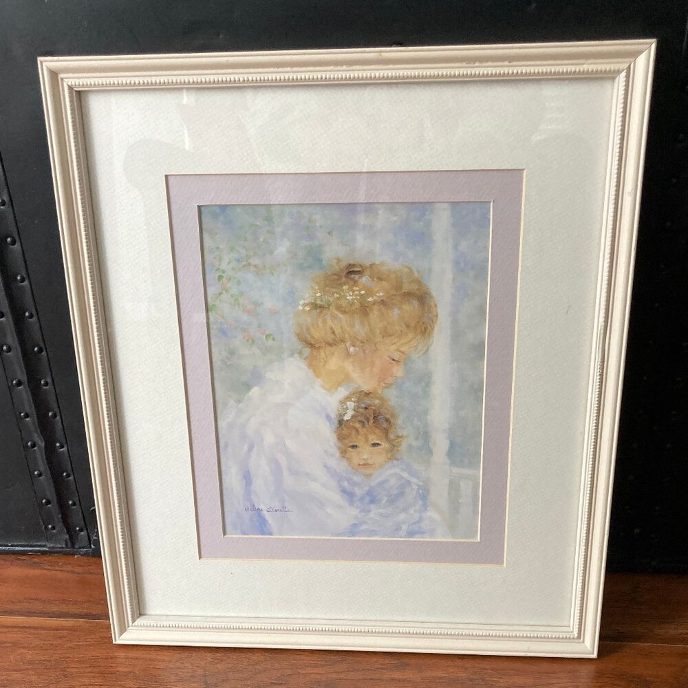 Off White Wood Framed Watercolor Je t'aime by Helene Leveillee